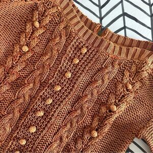 209 Size M Knit Burnt Orange Chunky Sweater